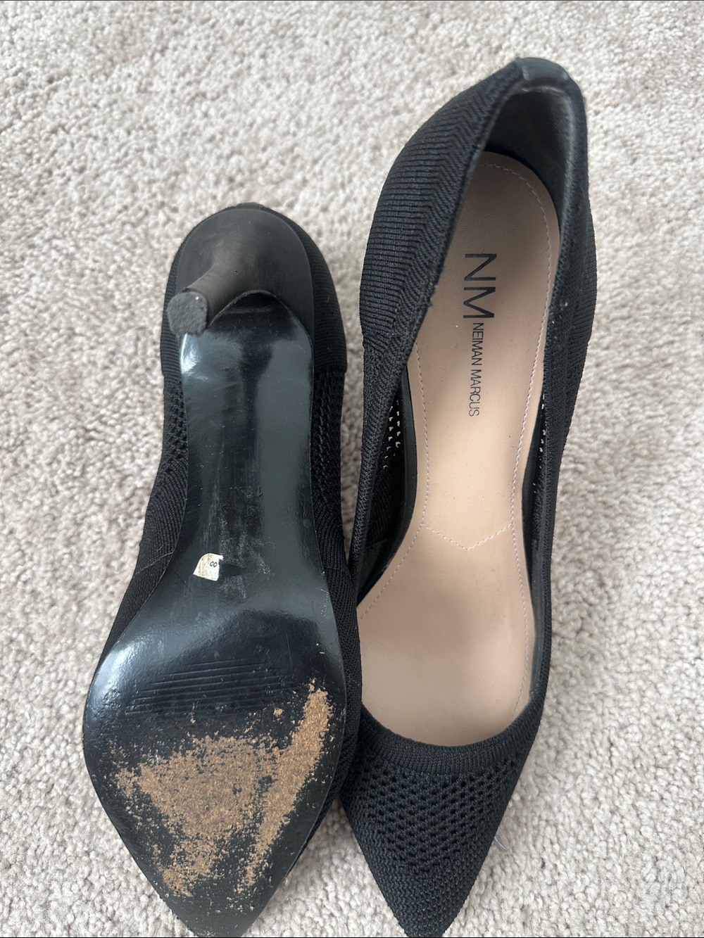 Neiman Marcus Black Knit Pointed-Toe Heels - Picture 4 of 4
